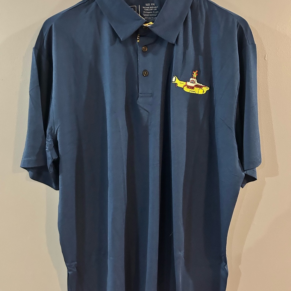 Submarine Navy Polo Shirt with Yellow Submarine Embroidery Beatles